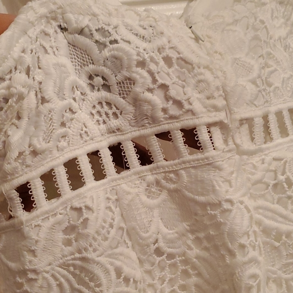 NEW Women's White Summer Lace Midi Dress SMALL - Picture 6 of 10